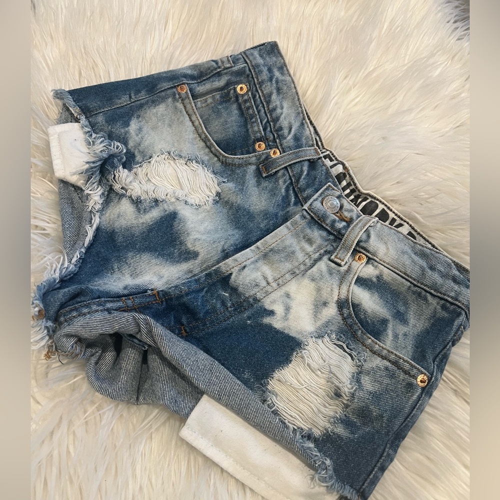 The Laundry Room Blue Distressed Denim Jean Shorts